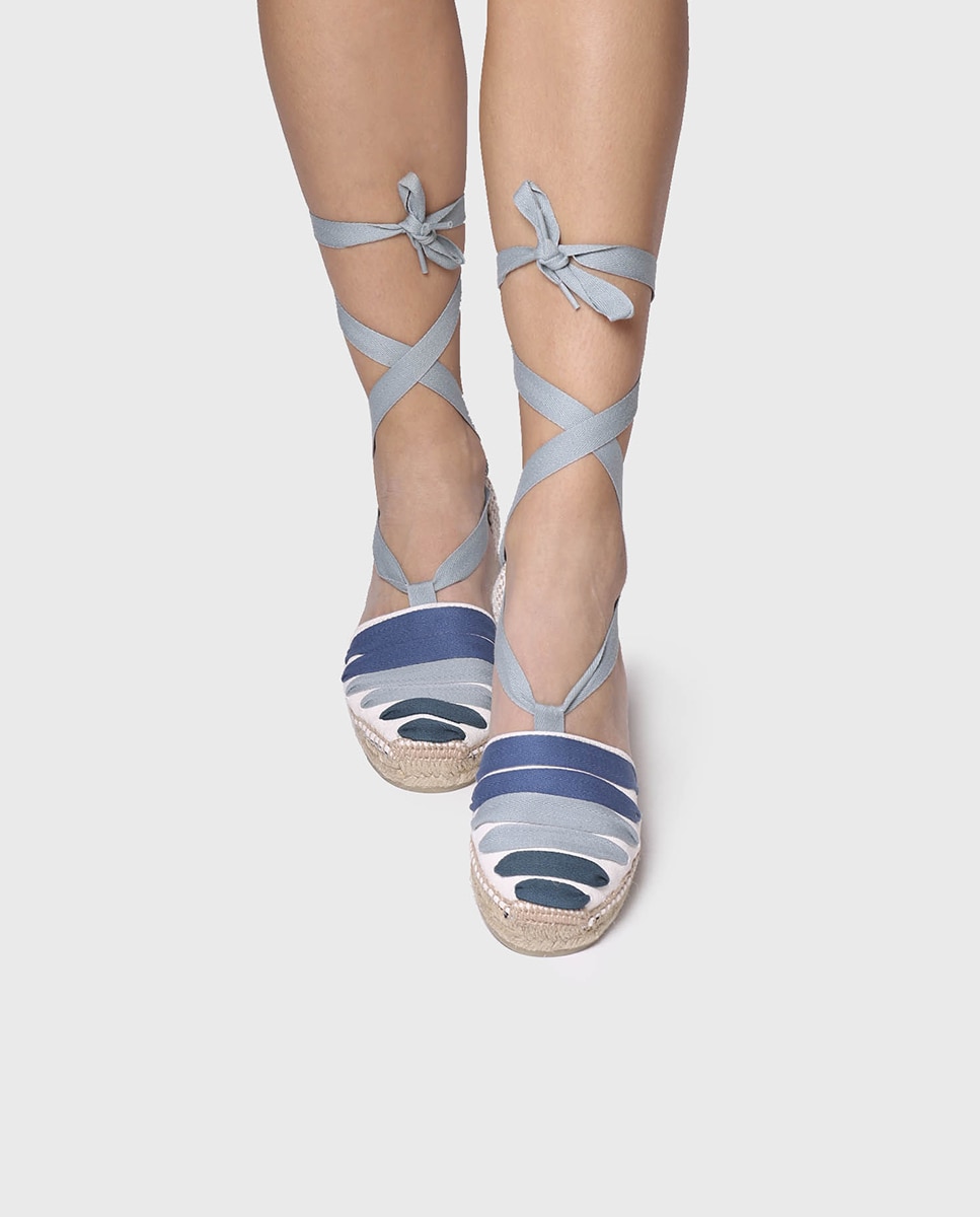 Alpargatas de cuña de mujer de tejido con cintas - Toni Pons - Azul Azul-4