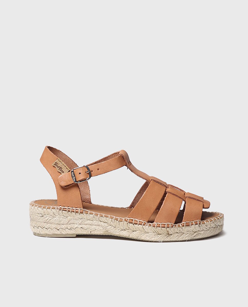 Sandalias planas de mujer de piel con hebilla - Toni Pons - Marrón claro Marrón claro-1