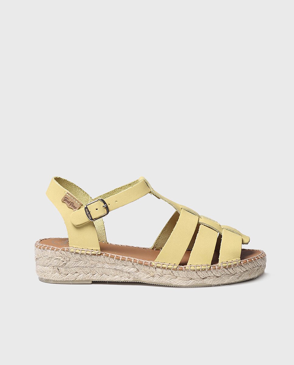 Sandalias planas de mujer de piel con hebilla - Toni Pons - Amarillo Amarillo-1