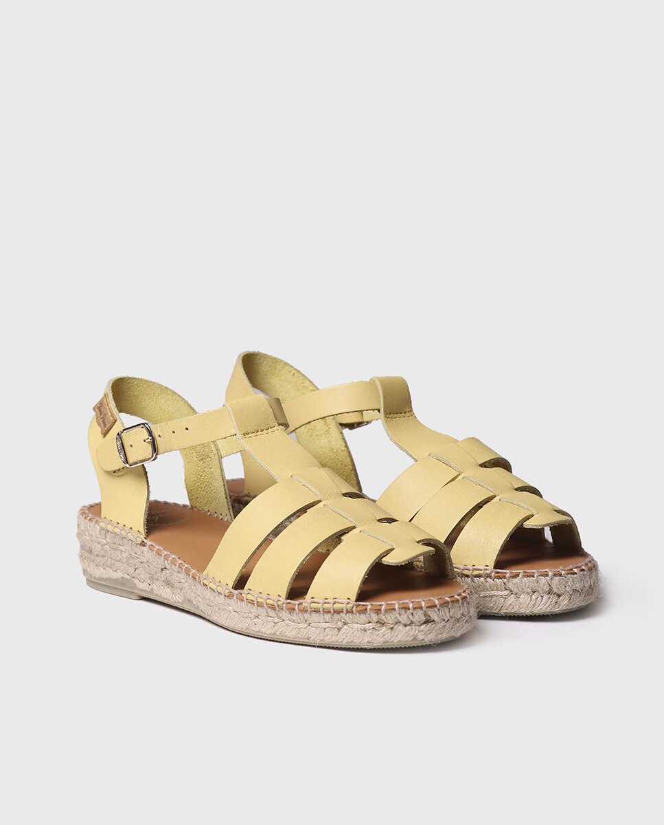 Sandalias planas de mujer de piel con hebilla - Toni Pons - Amarillo Amarillo-4