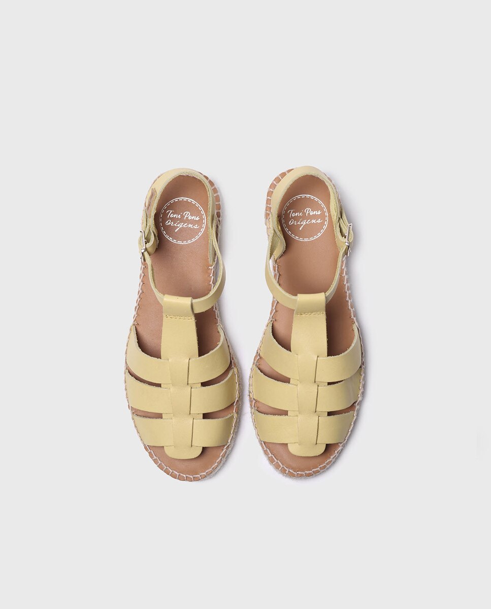 Sandalias planas de mujer de piel con hebilla - Toni Pons - Amarillo Amarillo-3