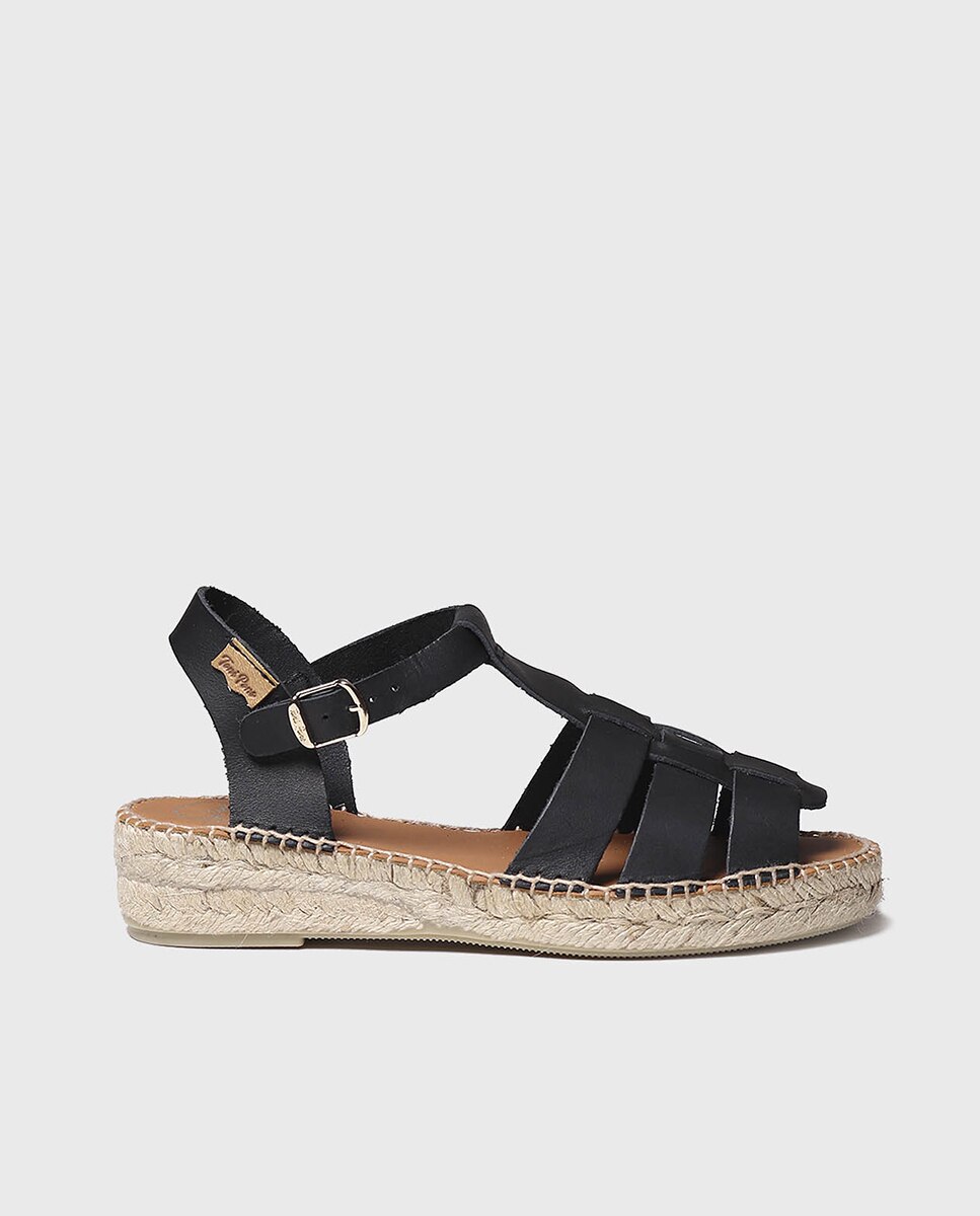 Sandalias planas de mujer de piel con hebilla - Toni Pons - Negro Negro-1