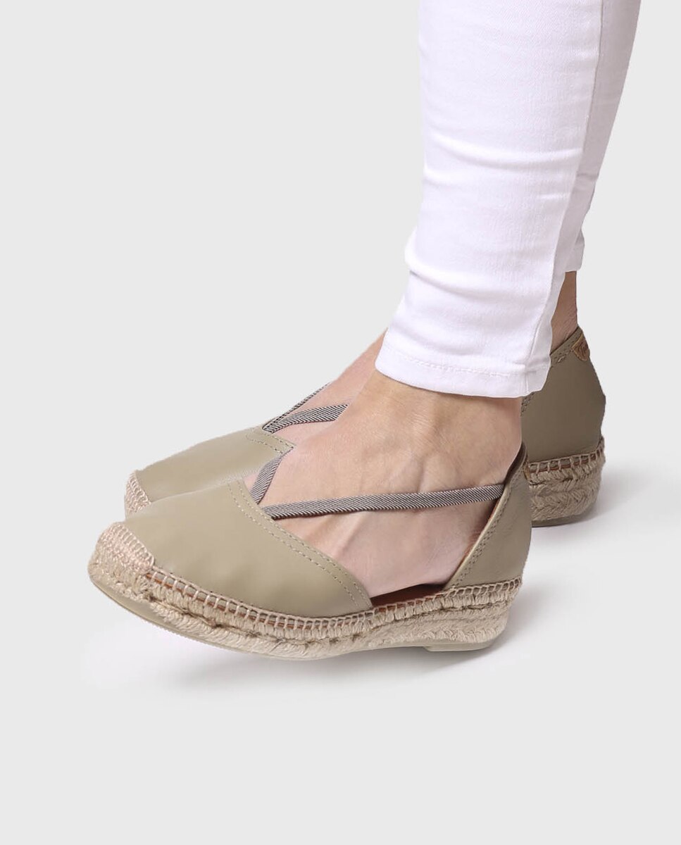 Alpargatas de cuña de mujer de piel con elásticos - Toni Pons - Verde Verde-2
