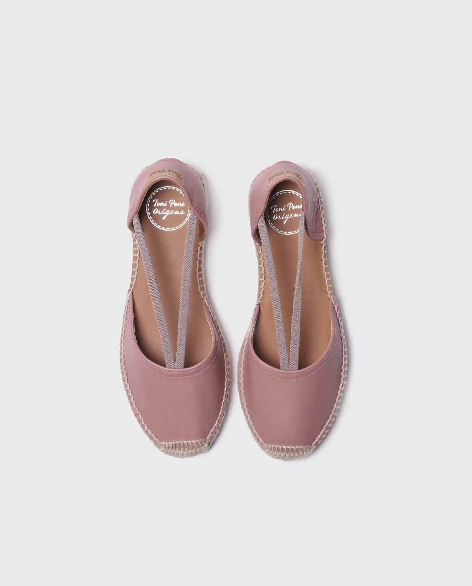 Alpargatas de cuña de mujer de piel con elásticos - Toni Pons - Rosa Rosa-3