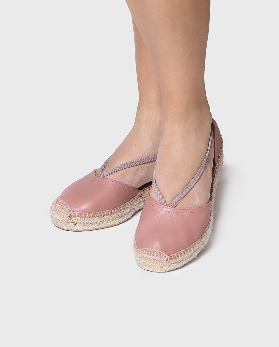 Alpargatas de cuña de mujer de piel con elásticos - Toni Pons - Rosa Rosa-2