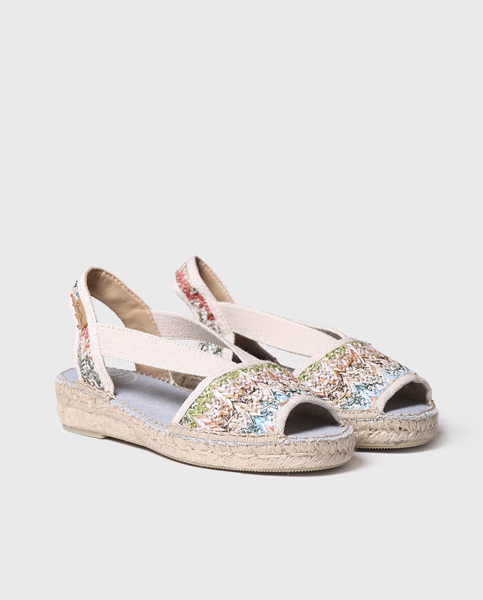 Alpargatas de cuña de mujer de tejido estampado con elásticos - Toni Pons - Multicolor Multicolor-3