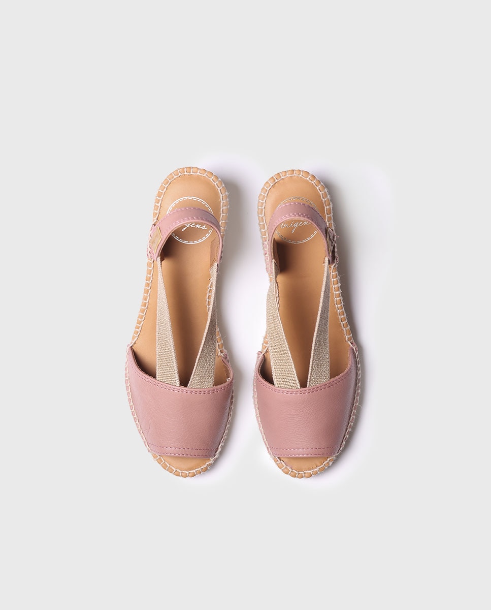 Alpargatas de cuña de mujer de piel con elásticos - Toni Pons - Rosa Rosa-3