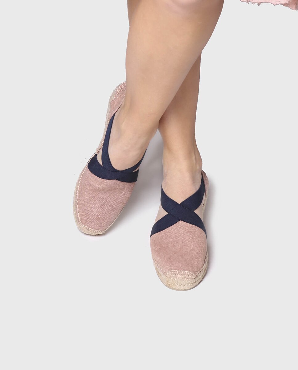 Alpargatas de cuña de mujer de tejido en tonos lisos con elásticos - Toni Pons - Rosa Rosa-2