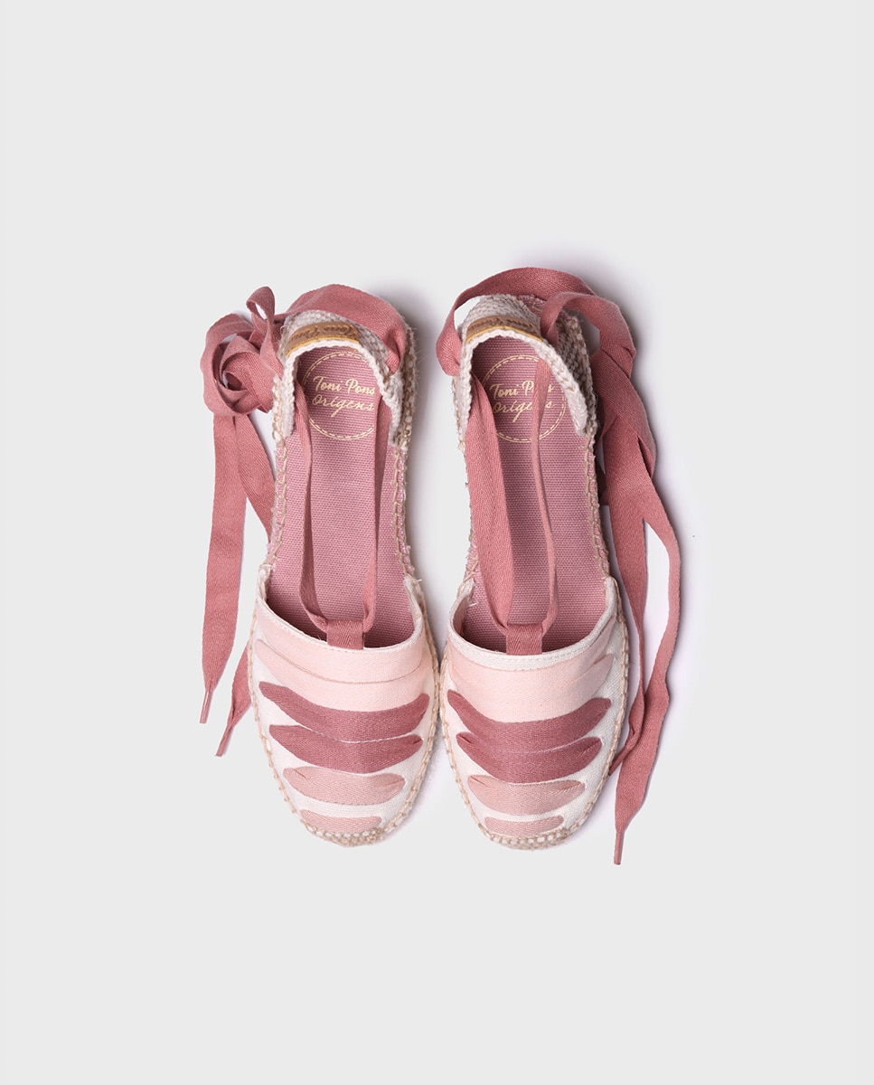 Alpargatas de cuña de mujer de tejido con cintas - Toni Pons - Rosa Rosa-3