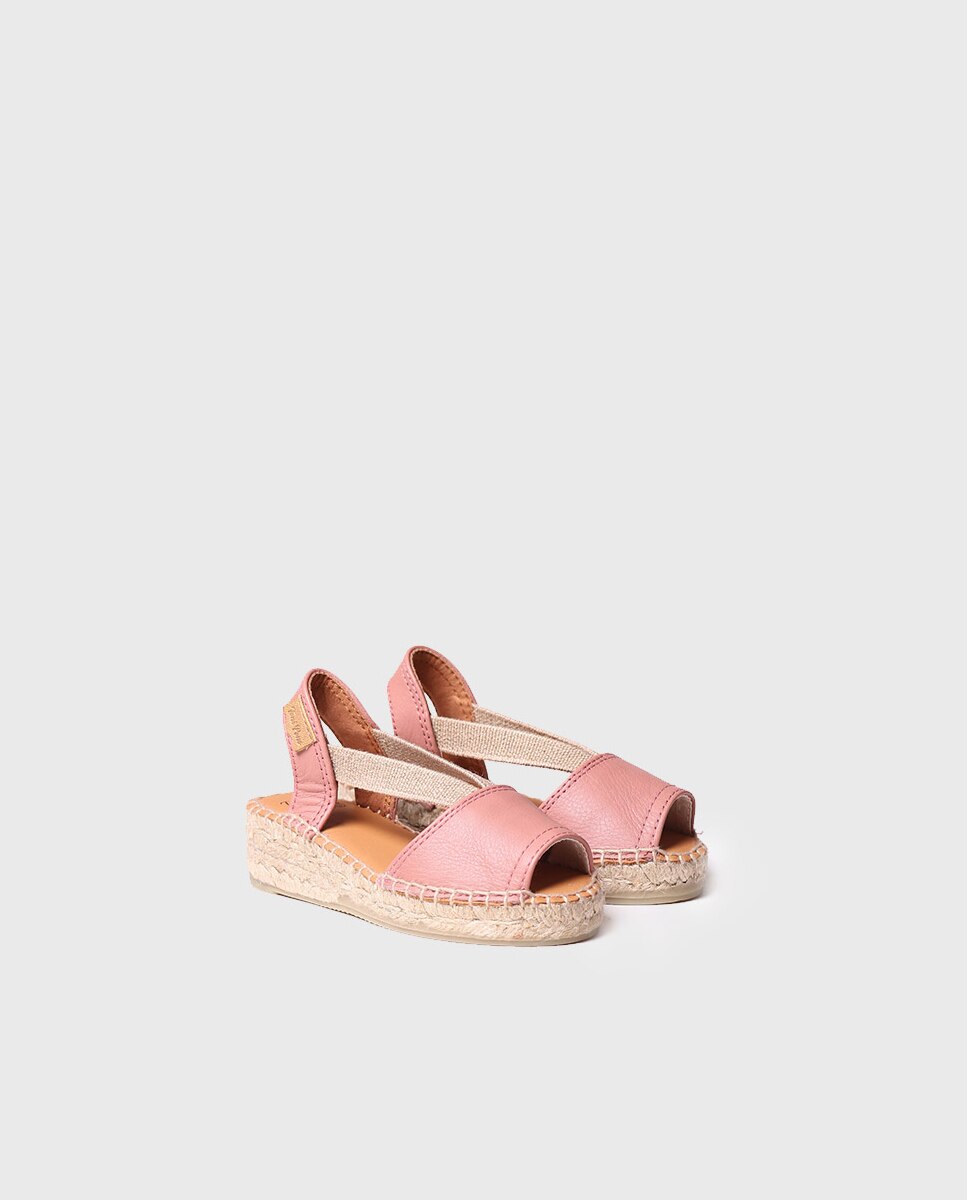 Alpargatas de niños en piel de tonos lisos y elásticos - Toni Pons - Rosa Rosa-2
