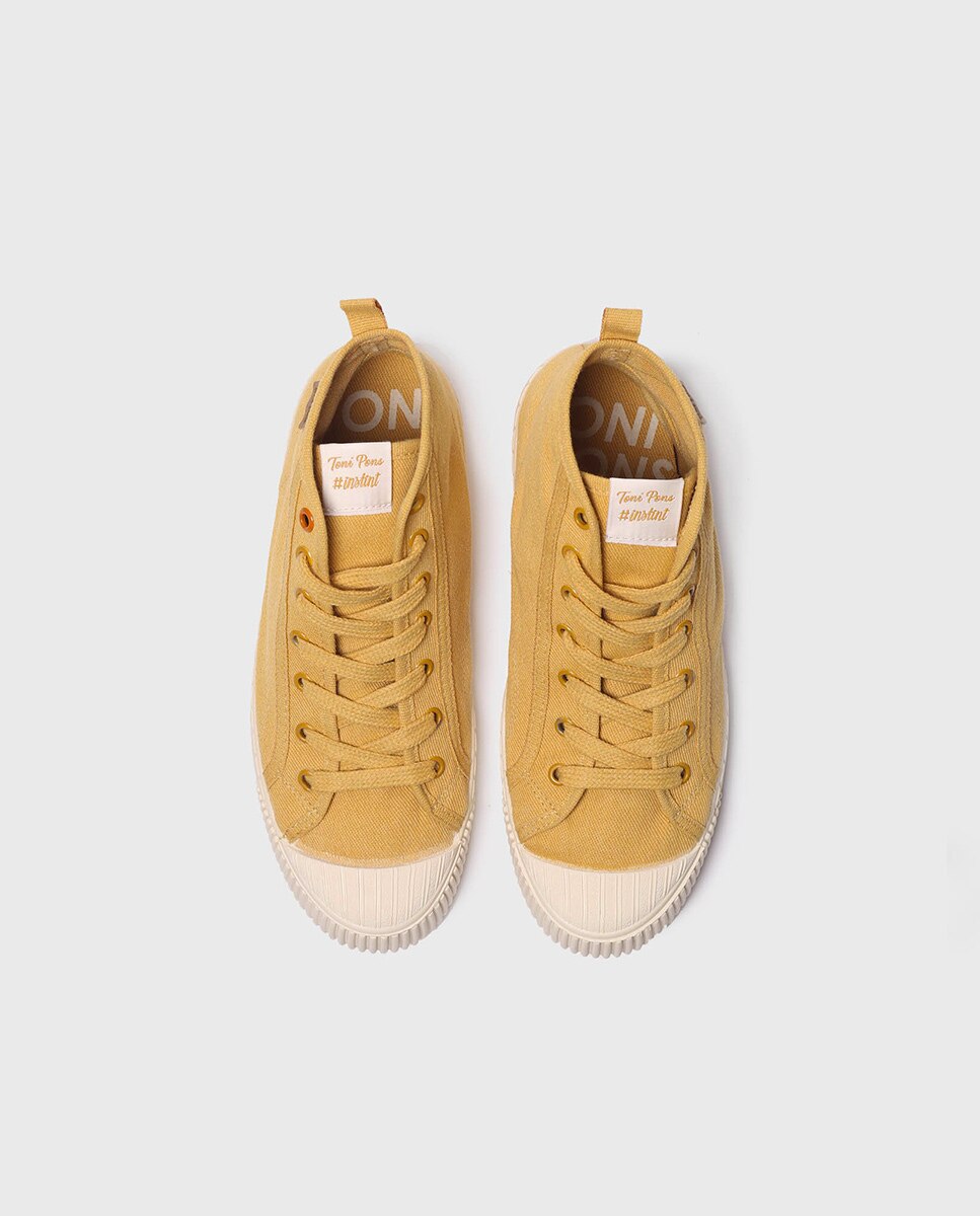Zapatillas de lona de mujer de tejido con cordones - Toni Pons - Amarillo Amarillo-3