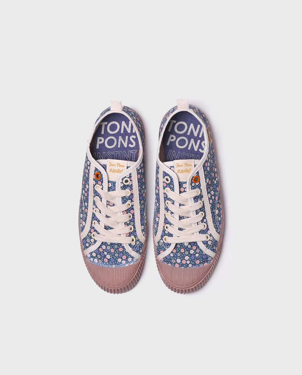 Zapatillas de lona de mujer de tejido con cordones - Toni Pons - Azul marino Azul marino-4