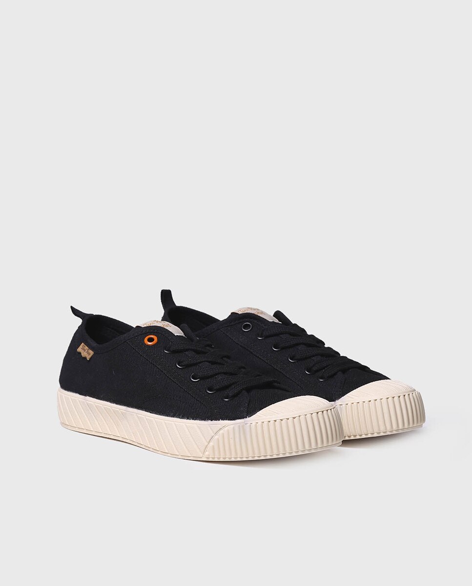 Zapatillas de lona de mujer de tejido con cordones - Toni Pons - Negro Negro-4