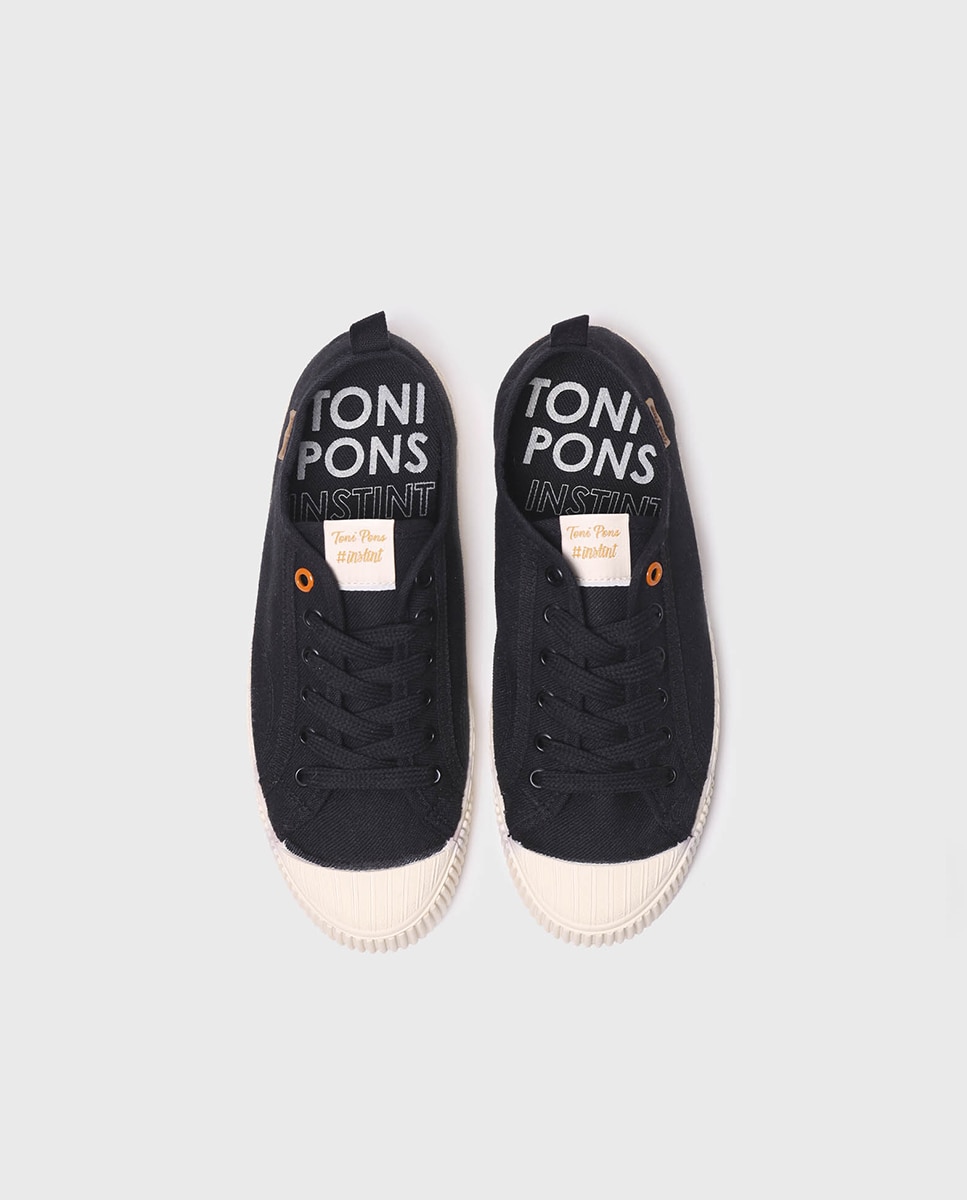 Zapatillas de lona de mujer de tejido con cordones - Toni Pons - Negro Negro-3