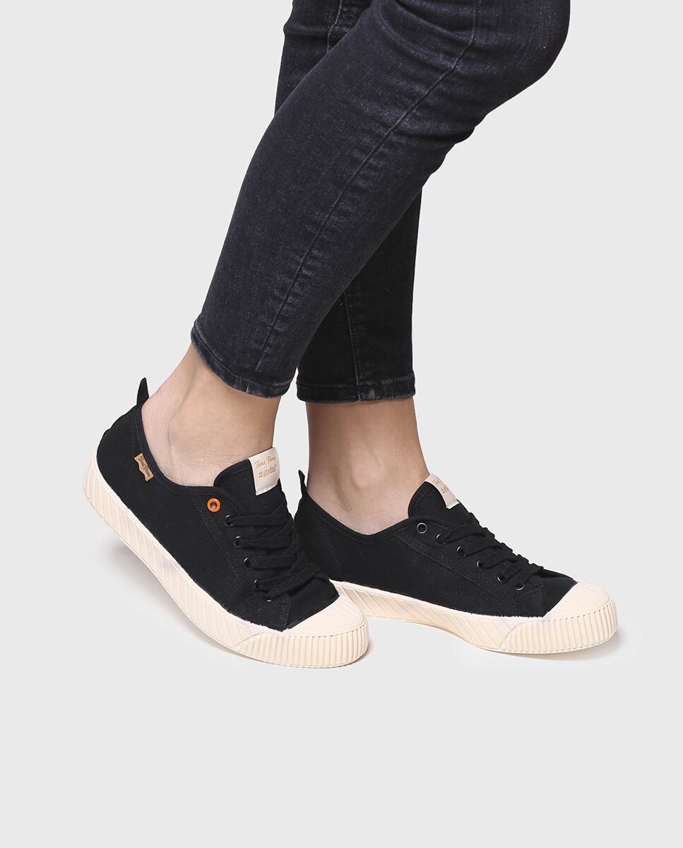 Zapatillas de lona de mujer de tejido con cordones - Toni Pons - Negro Negro-2
