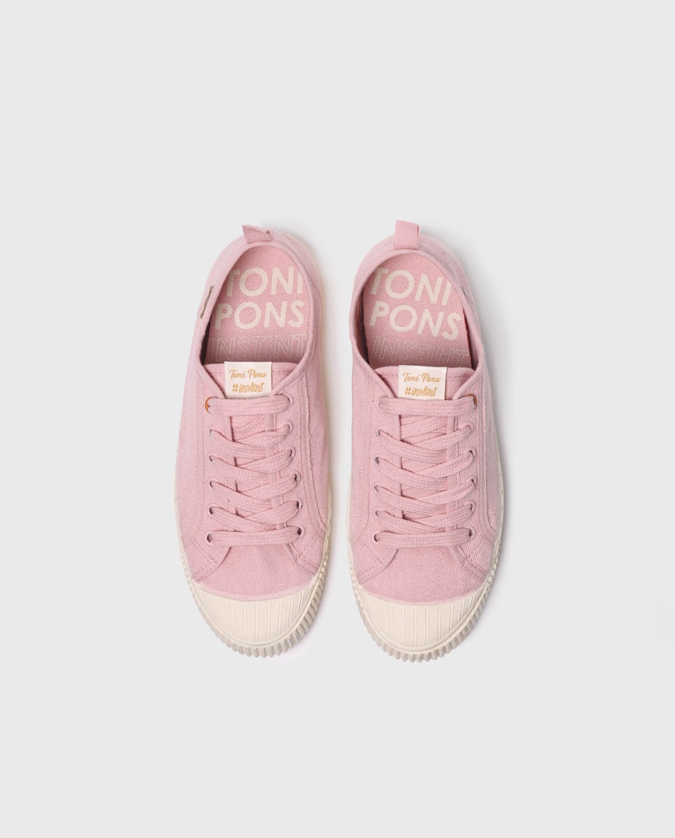 Zapatillas de lona de mujer de tejido con cordones - Toni Pons - Rosa Rosa-3