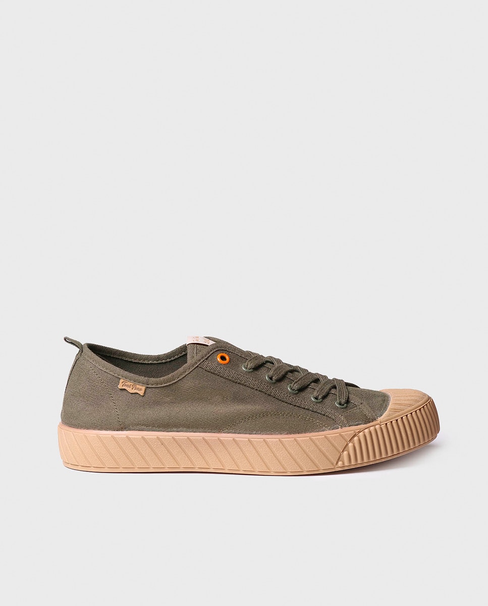 Zapatillas de lona de hombre de tonos lisos con cordones - Toni Pons - Kaki Kaki-1