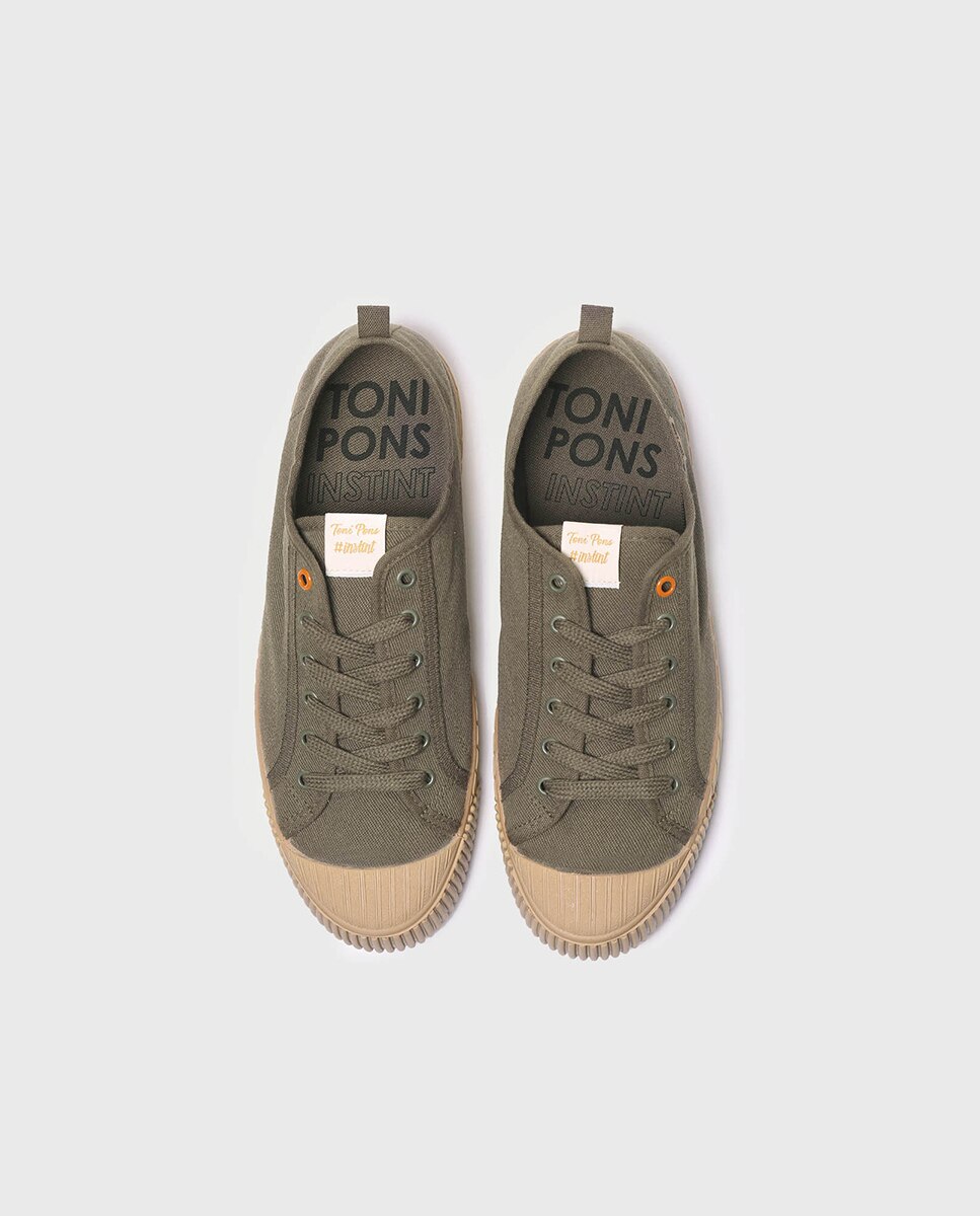 Zapatillas de lona de hombre de tonos lisos con cordones - Toni Pons - Kaki Kaki-3