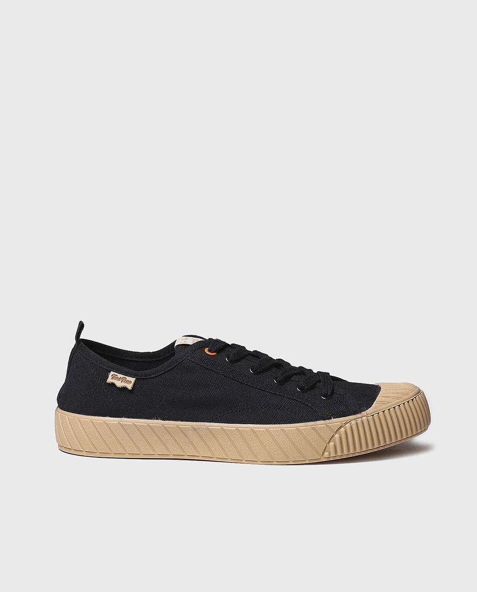 Zapatillas de lona de hombre de tonos lisos con cordones - Toni Pons - Negro Negro-1