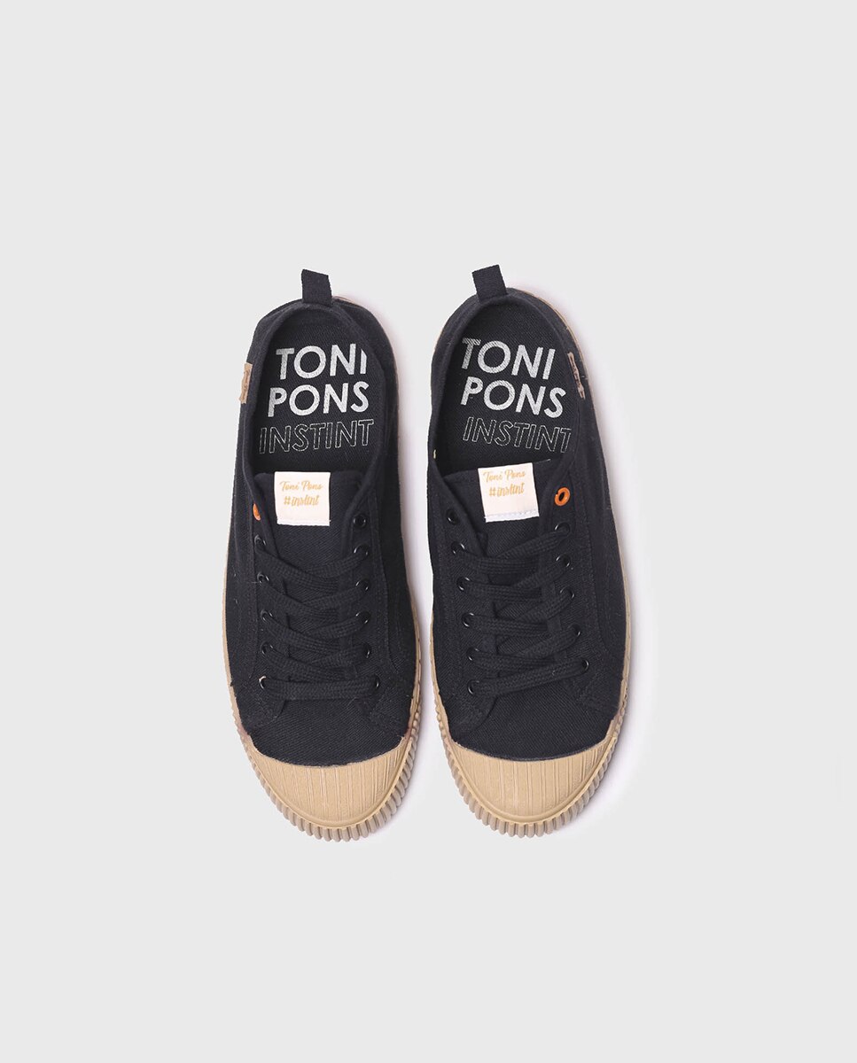Zapatillas de lona de hombre de tonos lisos con cordones - Toni Pons - Negro Negro-2