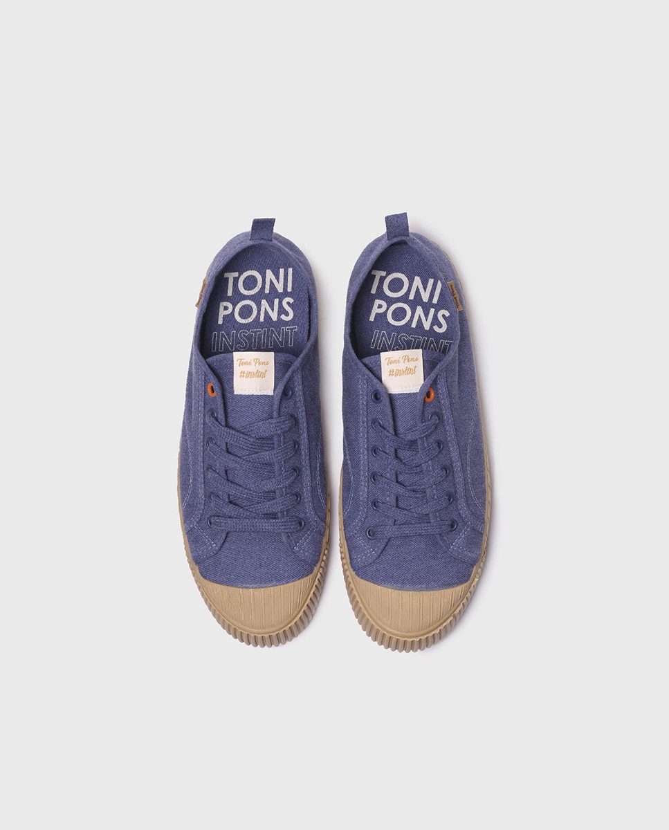 Zapatillas de lona de hombre de tonos lisos con cordones - Toni Pons - Azul marino Azul marino-2