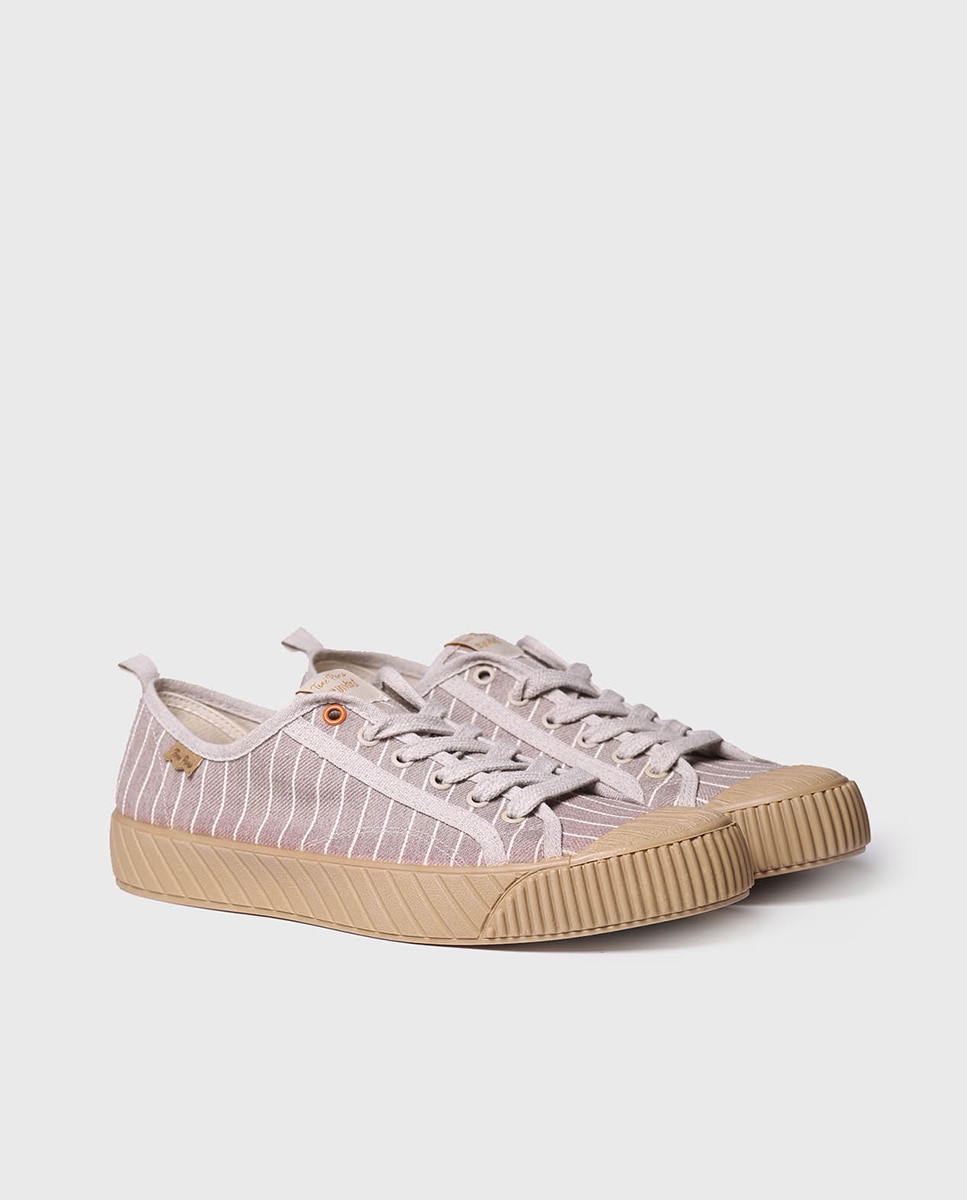 Zapatillas de lona de hombre de tejido a rayas con cordones - Toni Pons - Beige Beige-3