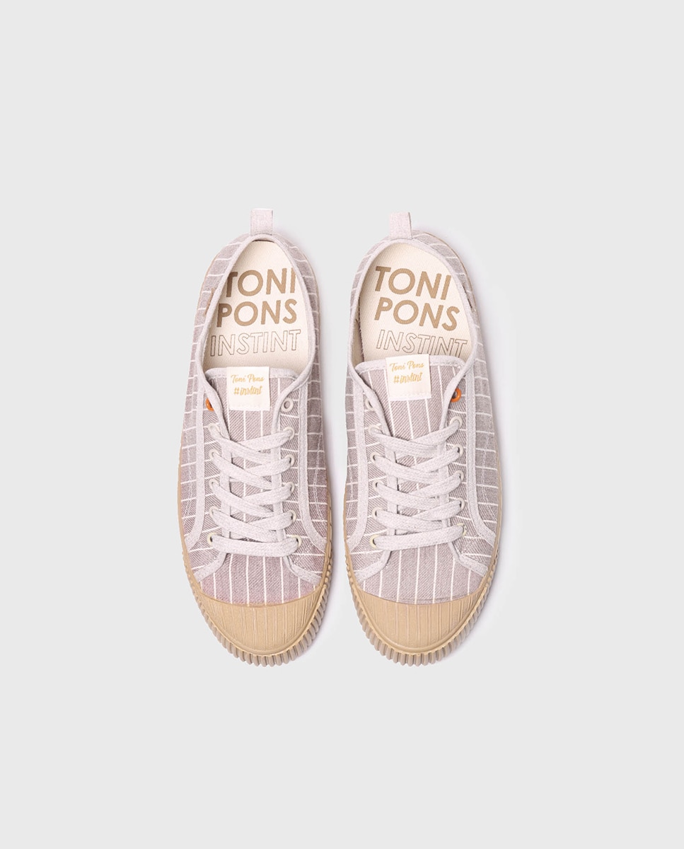 Zapatillas de lona de hombre de tejido a rayas con cordones - Toni Pons - Beige Beige-2