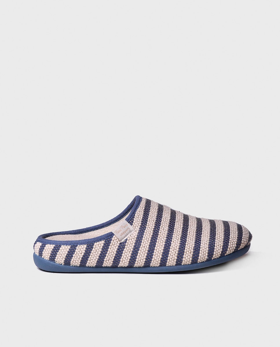 Zapatillas de casa abiertas de mujer de tejido a rayas - Toni Pons - Azul marino Azul marino-1
