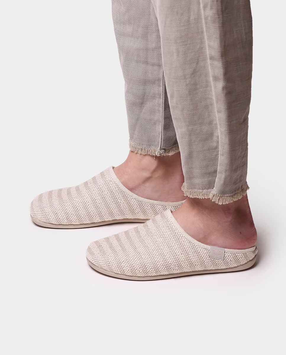 Zapatillas de casa abiertas de mujer de tejido a rayas - Toni Pons - Marrón Marrón-4