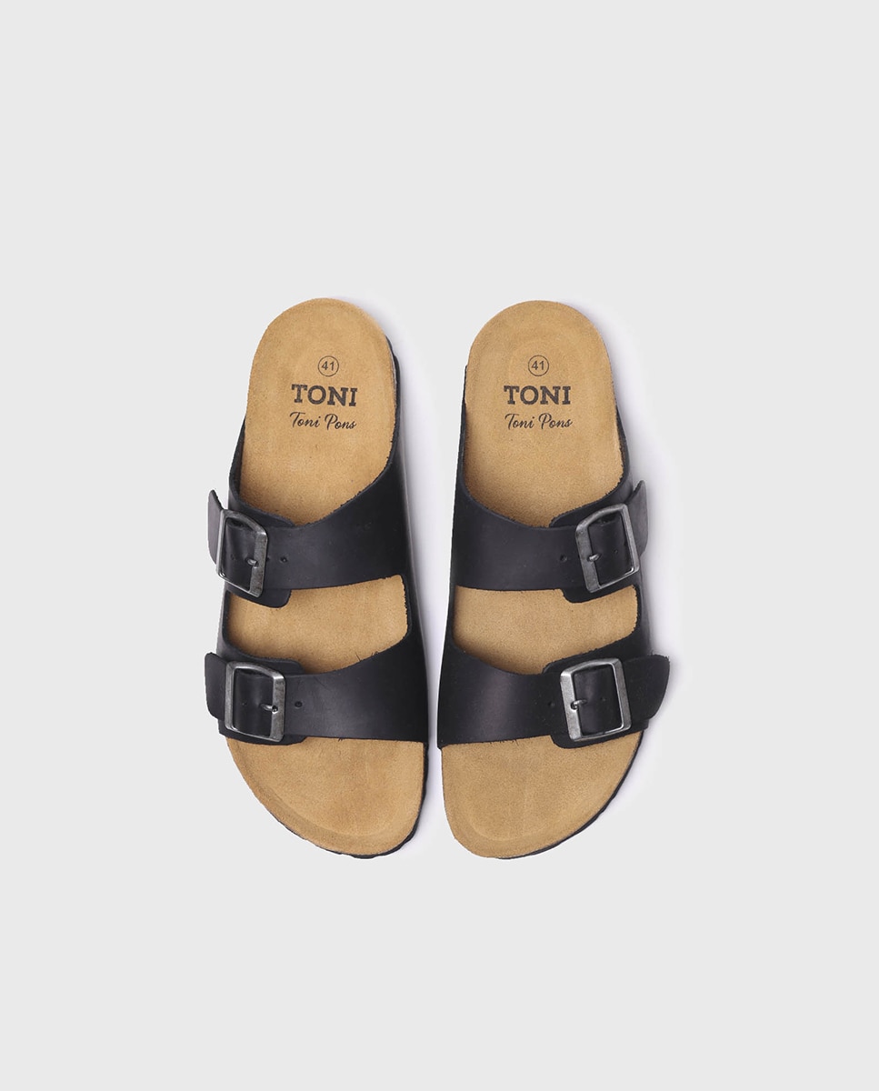 Imagen 3 de Sandalias de hombre de piel con hebillas - Toni Pons - Negro Negro