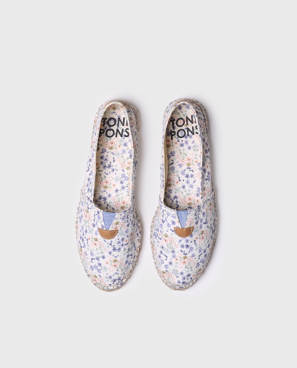 Alpargatas planas unisex de tejido de estampado floral - Toni Pons - Crudo Crudo-3