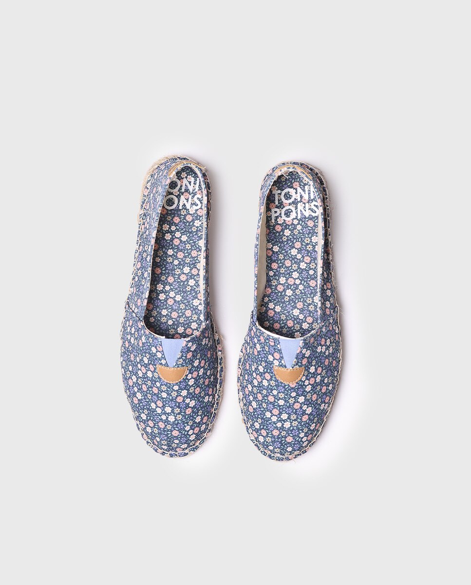Alpargatas planas unisex de tejido de estampado floral - Toni Pons - Azul marino Azul marino-3