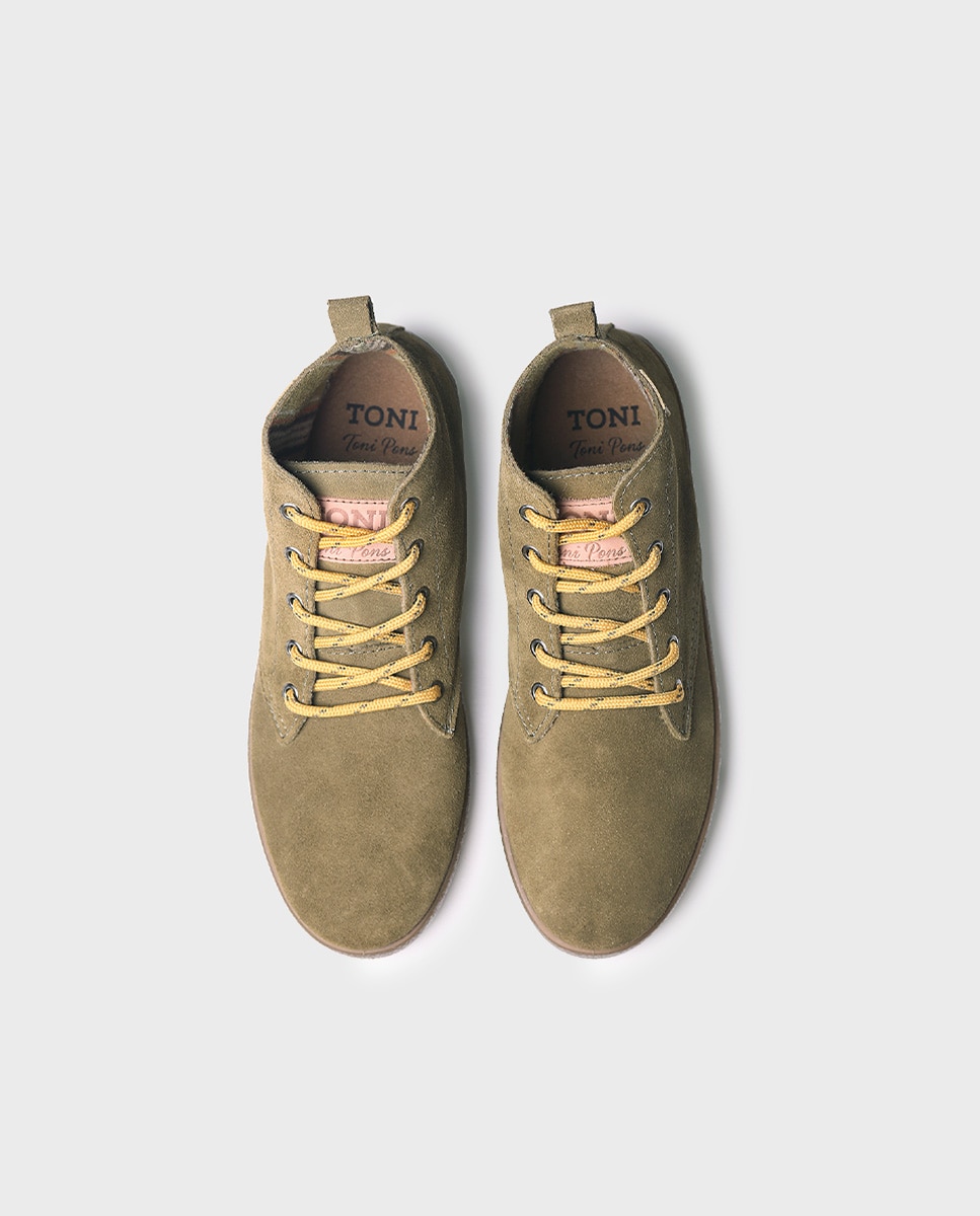 Botines de hombre de serraje con cordones - Toni Pons - Verde Verde-3