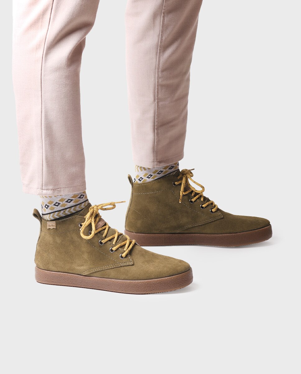 Botines de hombre de serraje con cordones - Toni Pons - Verde Verde-2