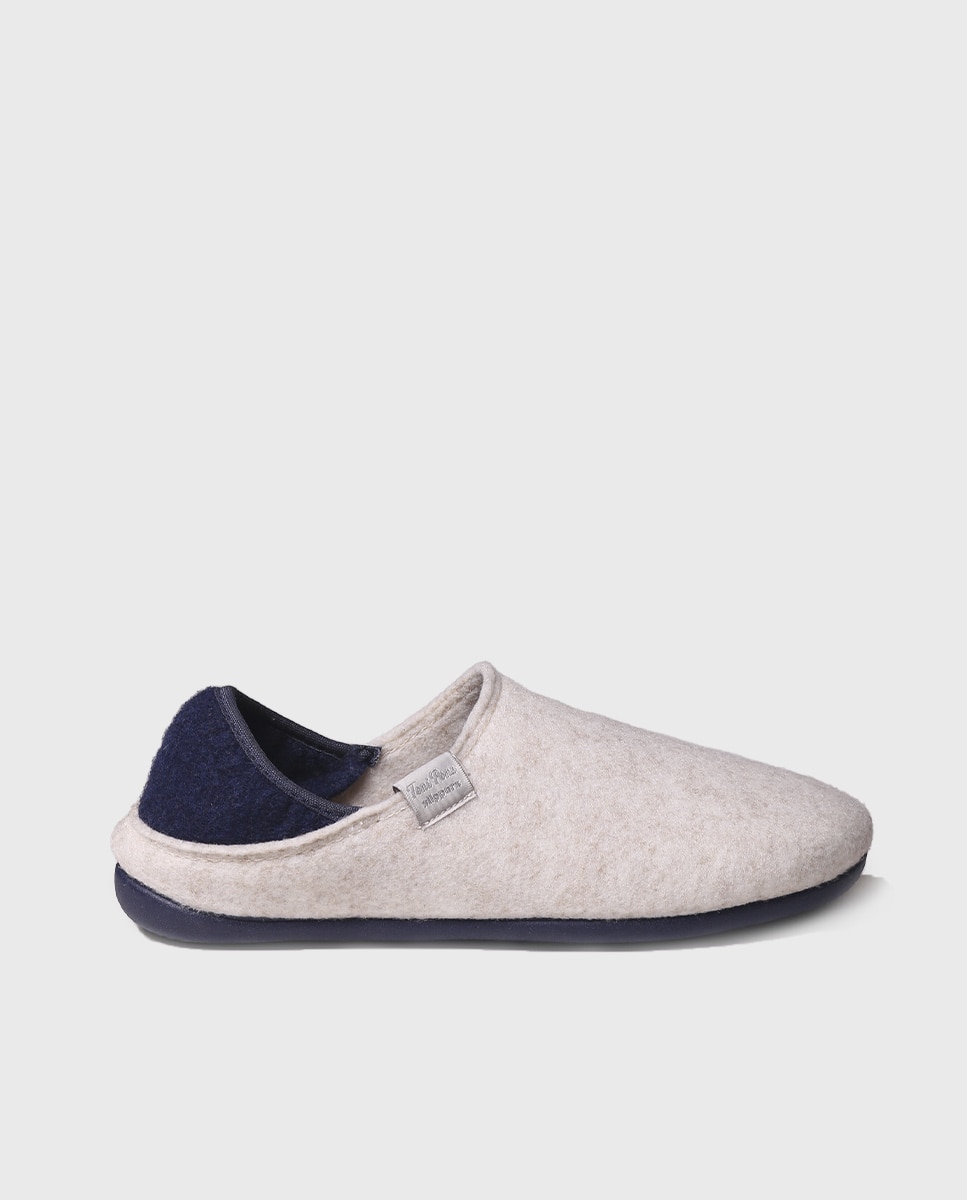 Imagen 0 de Zapatillas de casa cerradas de mujer de fieltro reciclado en tonos lisos Crudo