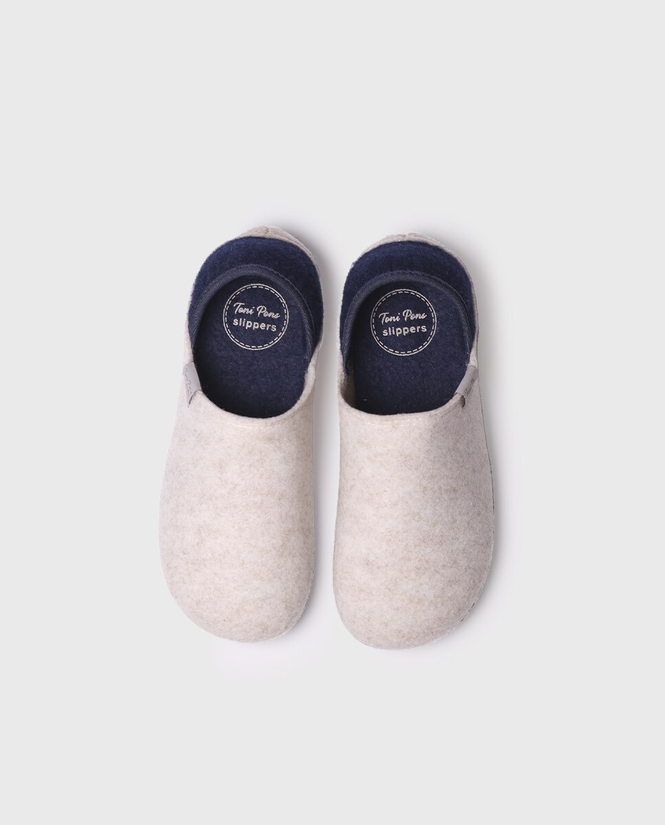 Zapatillas de casa cerradas de mujer de fieltro reciclado en tonos lisos - Toni Pons - Crudo Crudo-3
