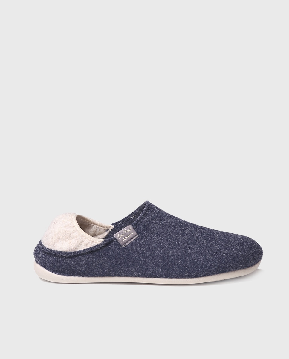 Zapatillas de casa cerradas de mujer de fieltro reciclado en tonos lisos - Toni Pons - Azul marino Azul marino-1
