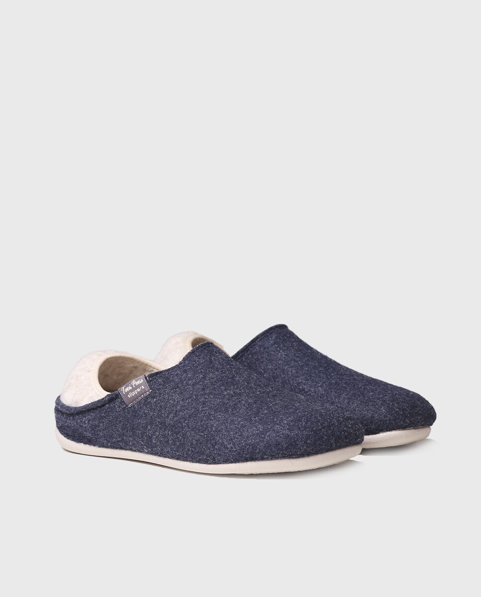 Zapatillas de casa cerradas de mujer de fieltro reciclado en tonos lisos - Toni Pons - Azul marino Azul marino-2