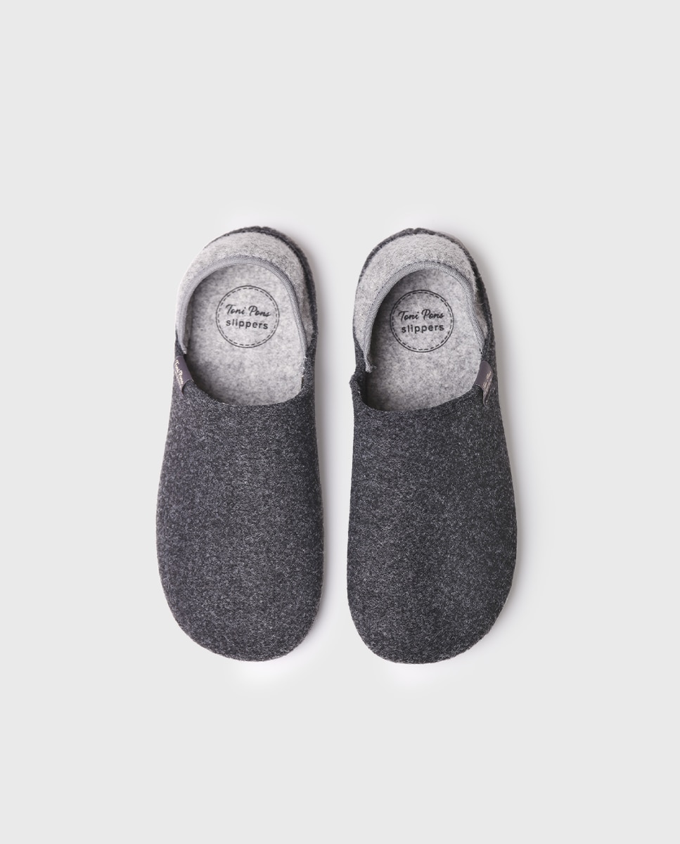 Imagen 3 de Zapatillas de casa de hombre de fieltro reciclado - Negro / Gris Negro / Gris
