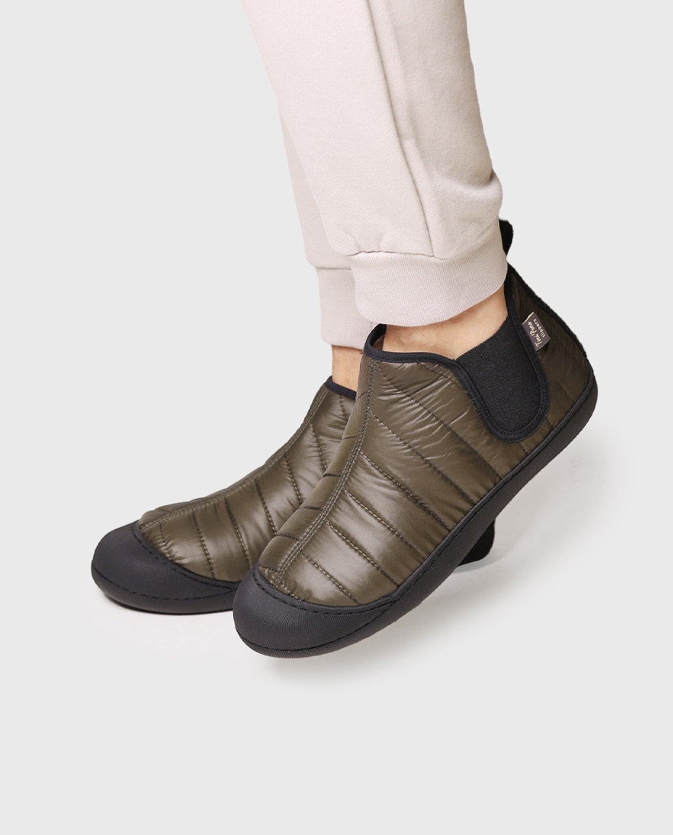 Imagen 4 de Zapatillas de casa de hombre de tejdo acolchado - Kaki Kaki