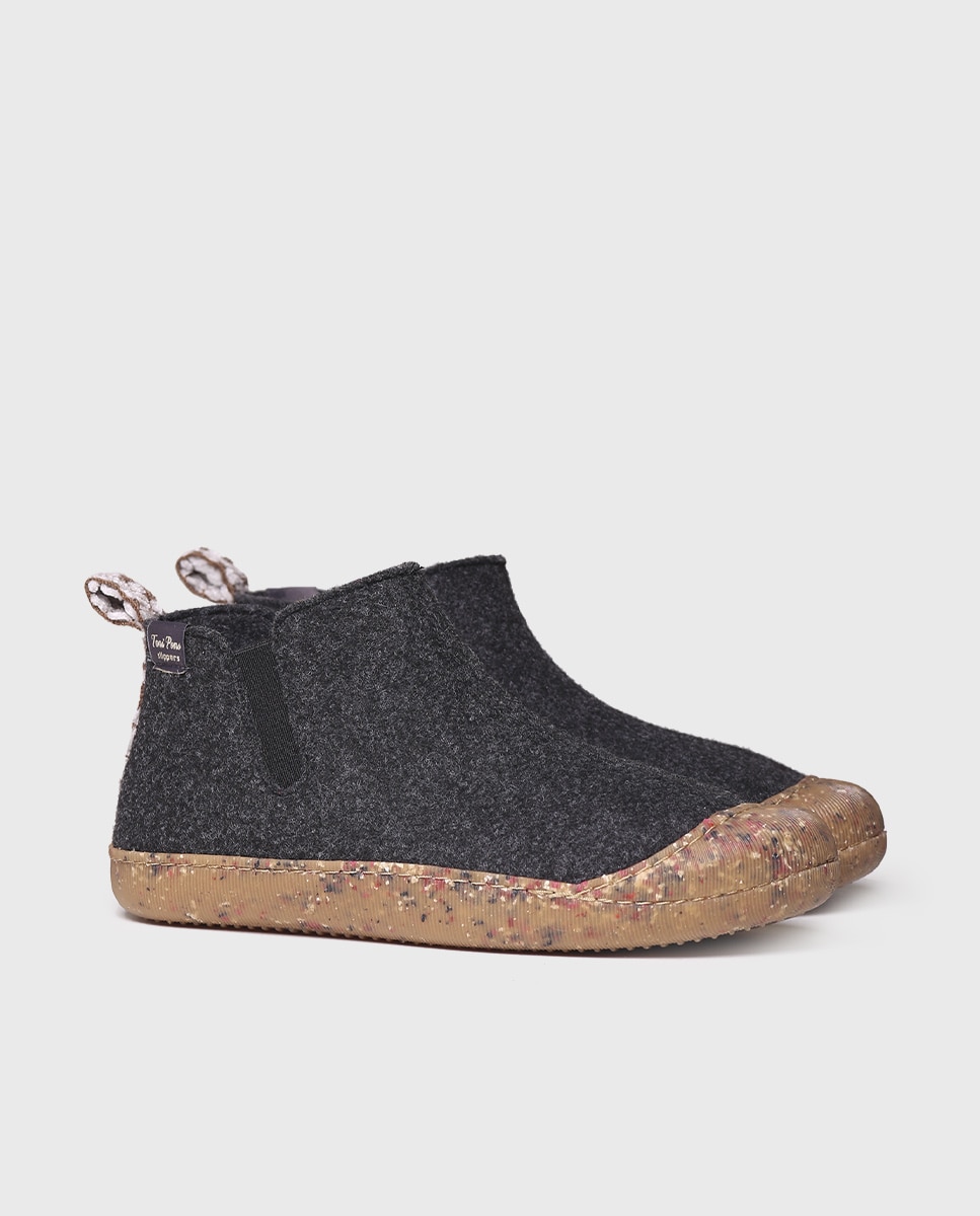 Zapatillas de casa de hombre de fieltro reciclado de tonos lisos - Toni Pons - Negro Negro-2