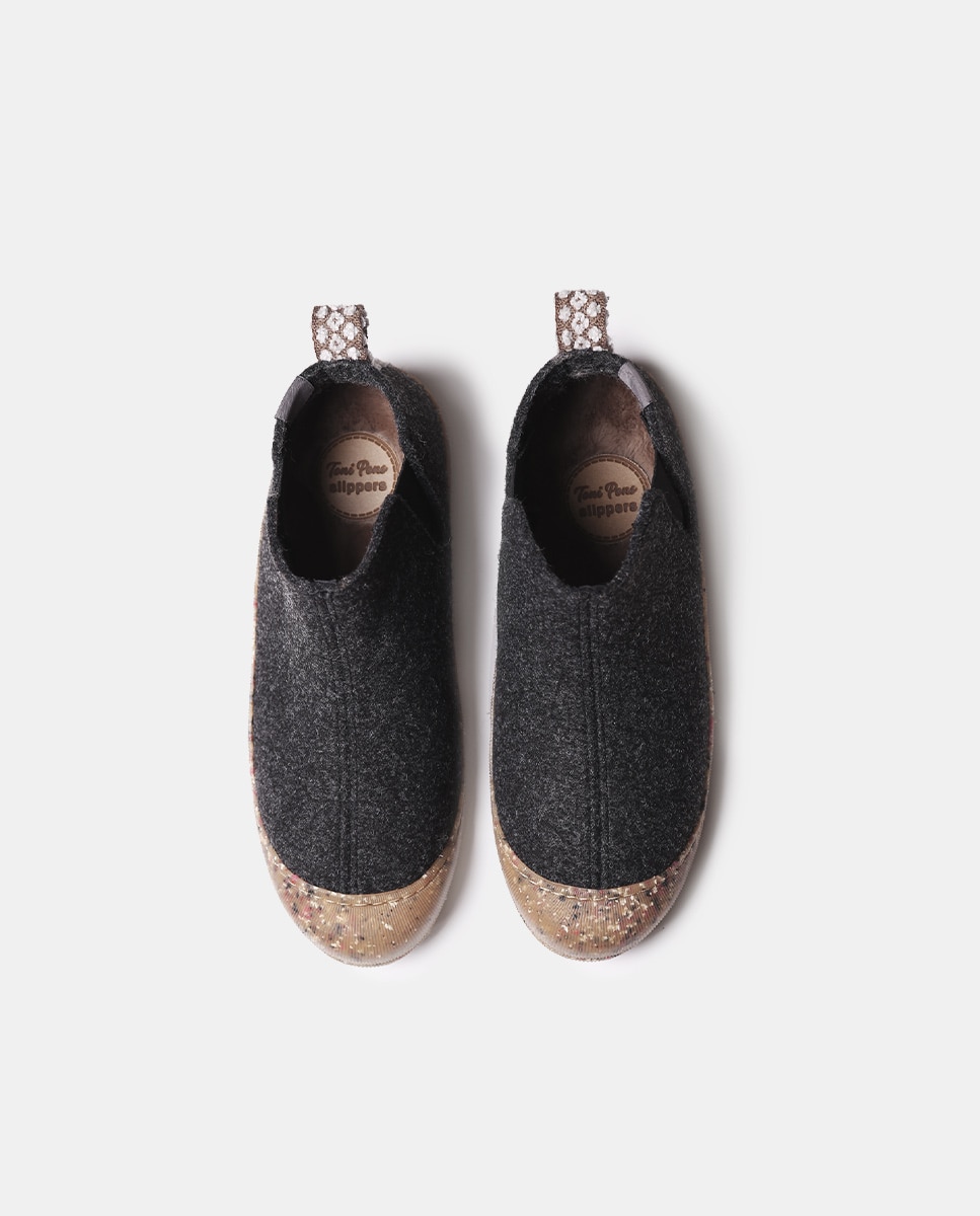 Zapatillas de casa de hombre de fieltro reciclado de tonos lisos - Toni Pons - Negro Negro-3