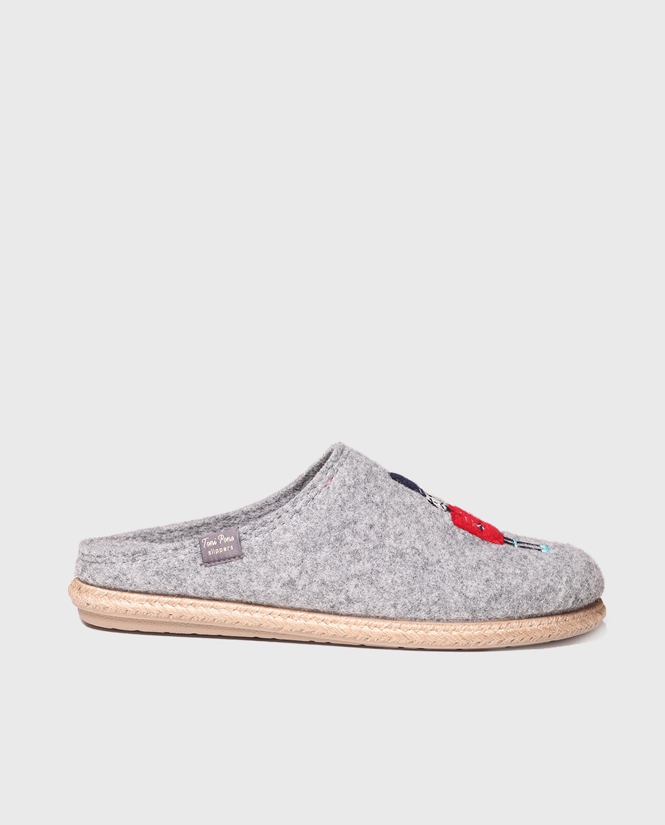 Imagen 1 de Zapatillas de casa de hombre de fieltro con bordado - Estampado Estampado