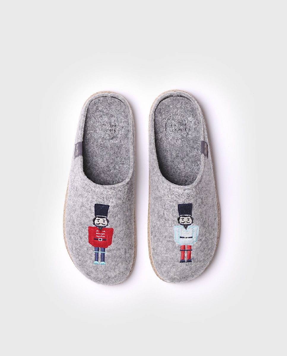 Imagen 3 de Zapatillas de casa de hombre de fieltro con bordado - Estampado Estampado
