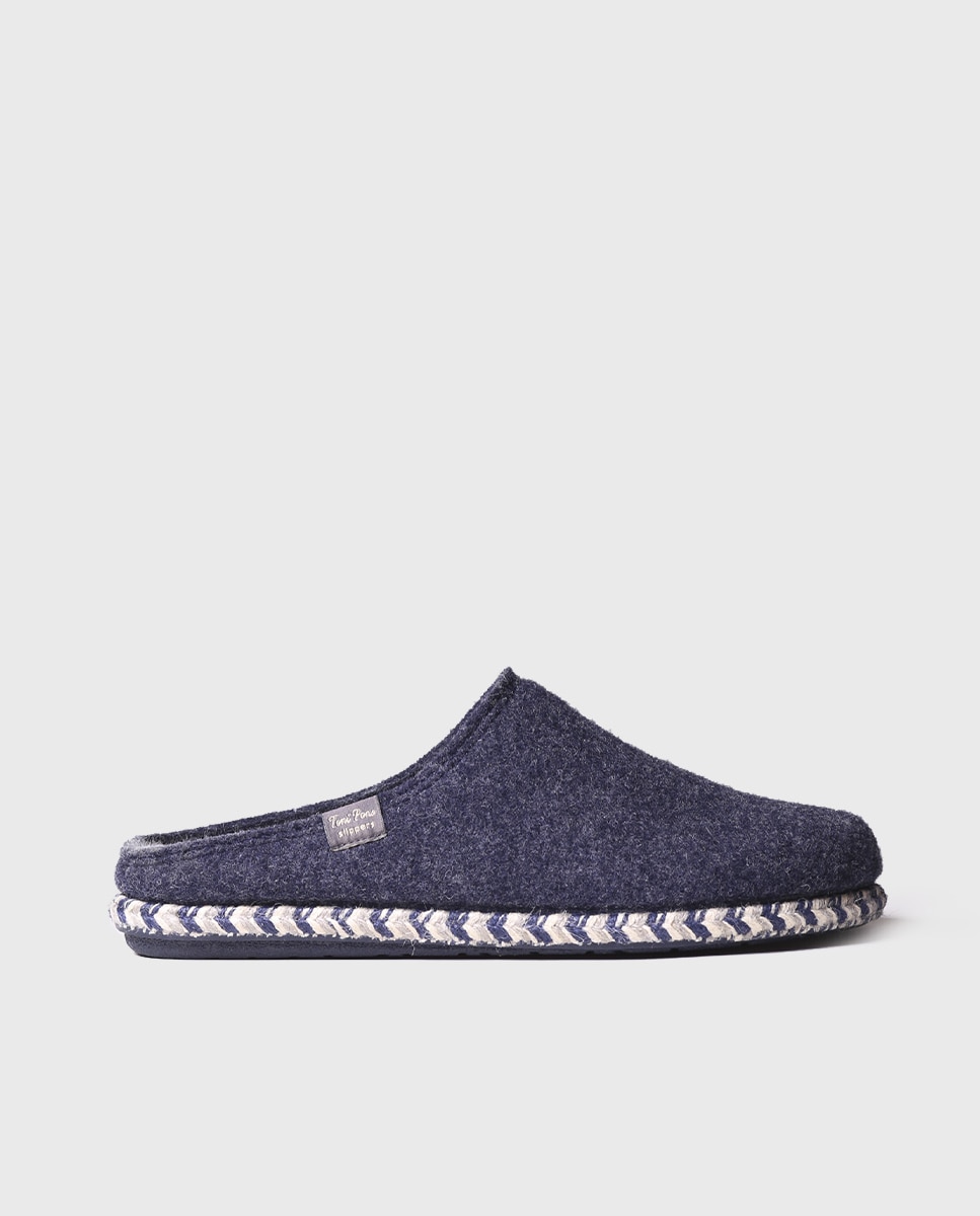 Imagen 1 de Zapatillas de casa de hombre de fieltro en tonos lisos - Azul Azul