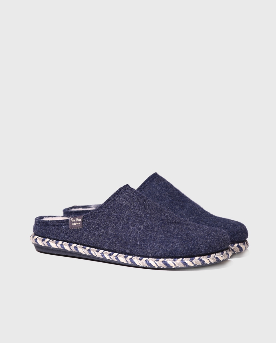 Imagen 2 de Zapatillas de casa de hombre de fieltro en tonos lisos - Azul Azul