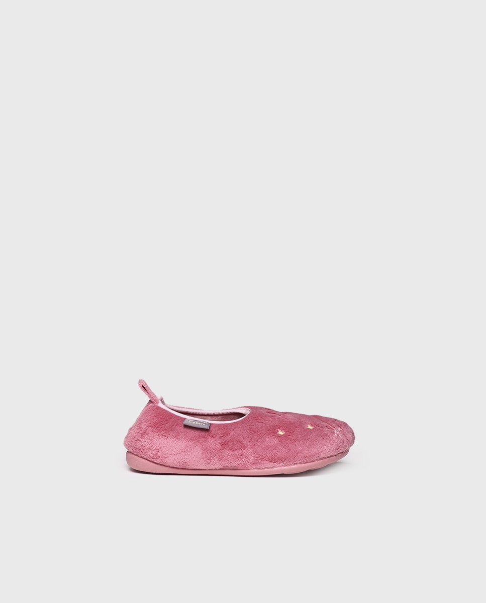 Zapatillas de casa cerradas de niños de tejido suave y bordados - Toni Pons - Rosa Rosa-1