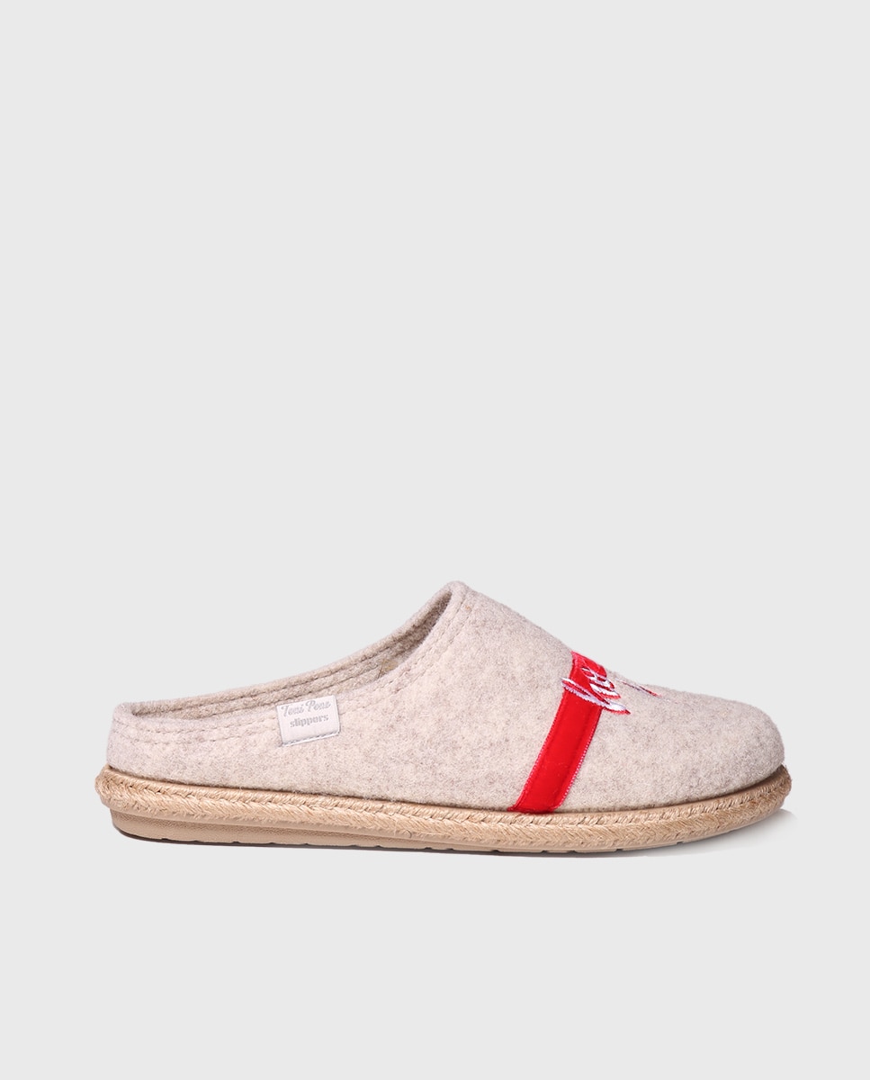 Zapatillas de casa abiertas de mujer con bordado - Toni Pons - Beige Beige-1