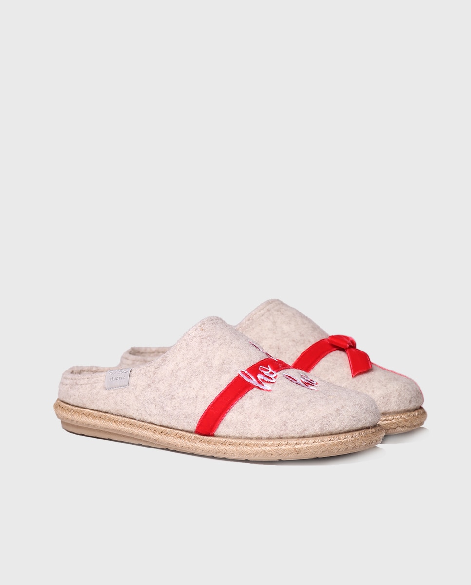 Zapatillas de casa abiertas de mujer con bordado - Toni Pons - Beige Beige-2