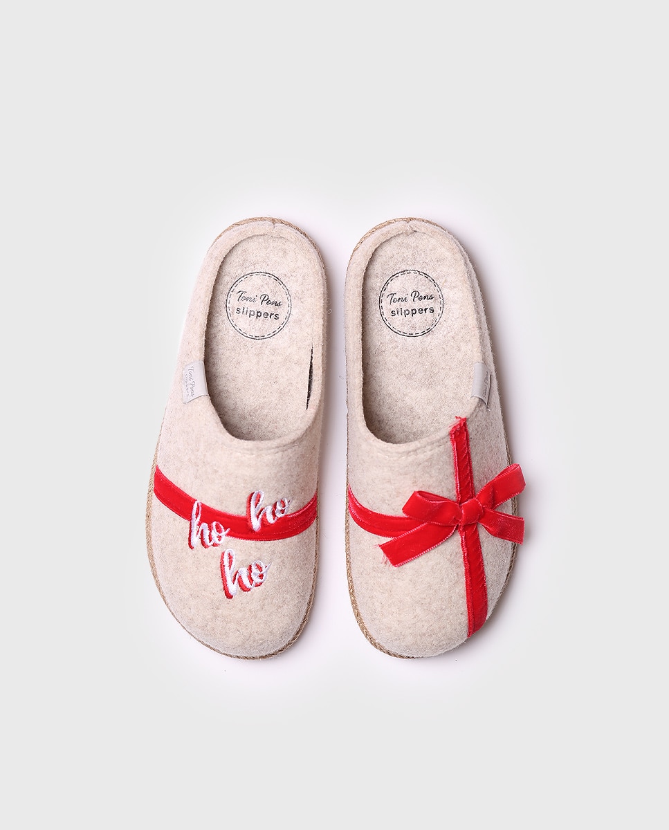 Zapatillas de casa abiertas de mujer con bordado - Toni Pons - Beige Beige-3